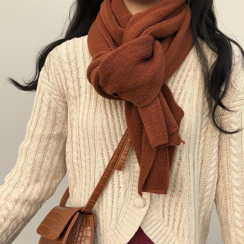 여성 가을 겨울 모조 캐시미어 단색 스카프